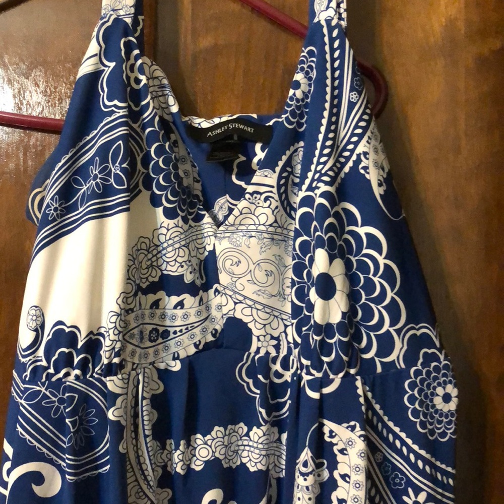 Blue & white maxi dress